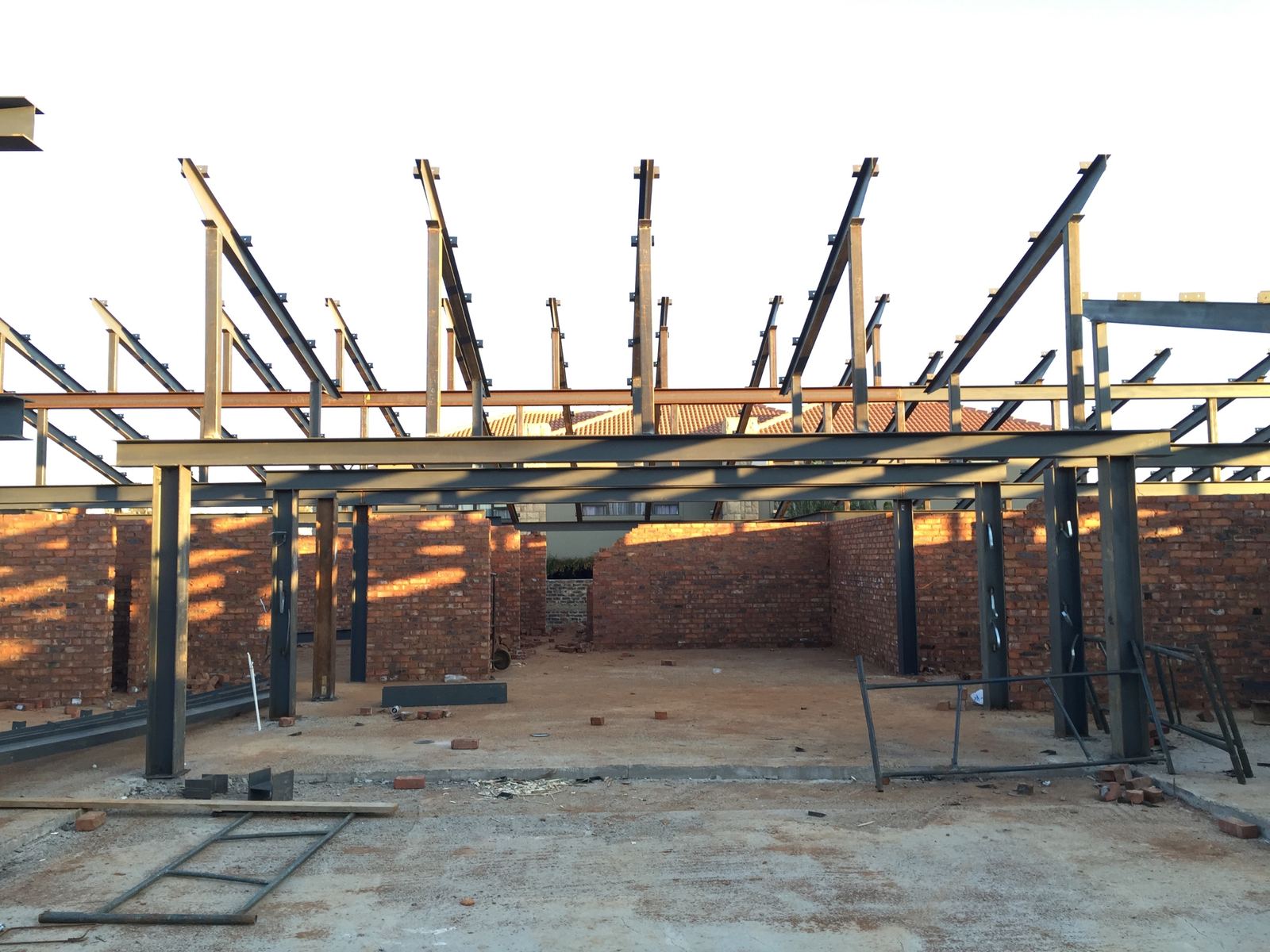 The steel frame going up